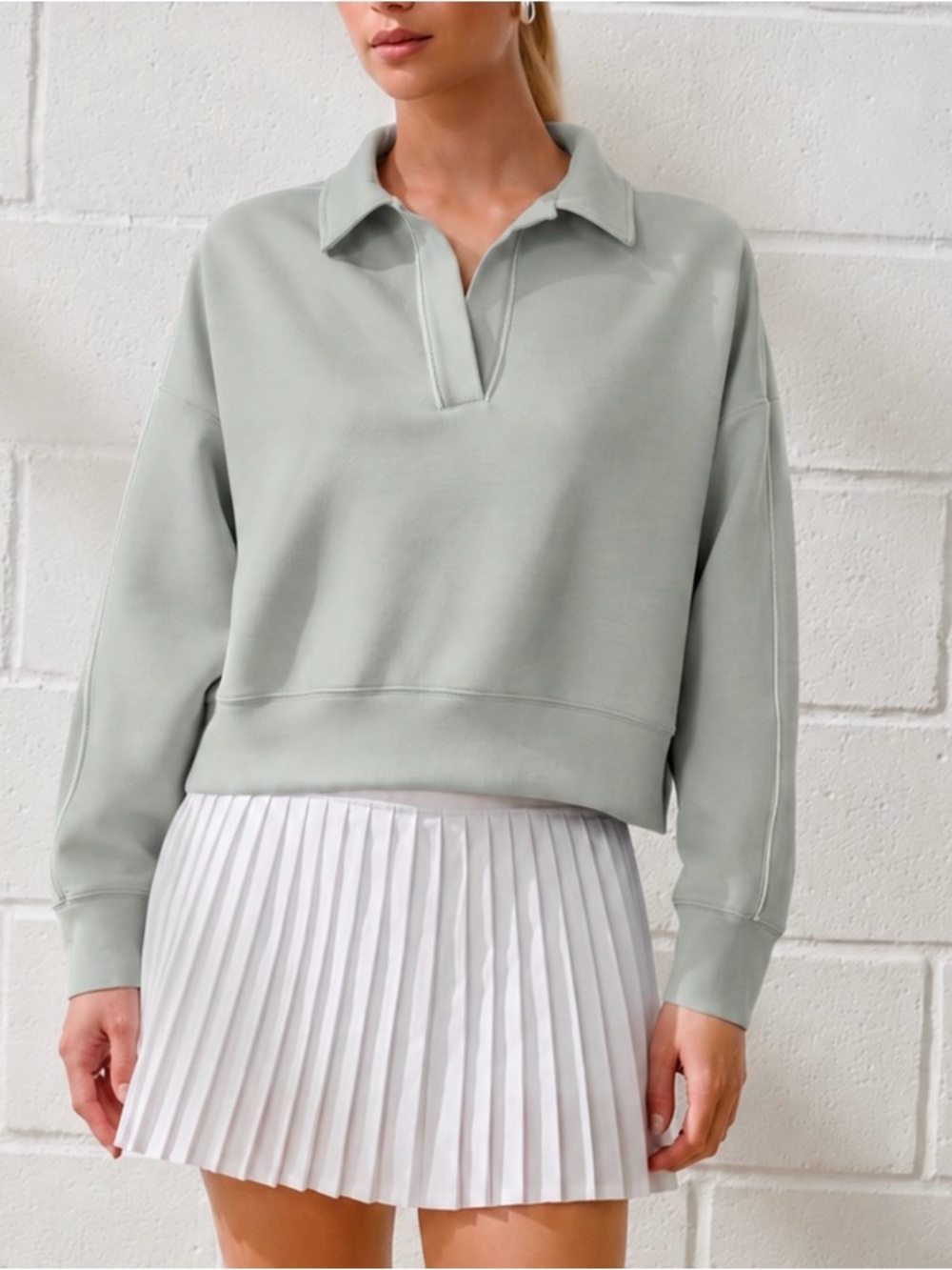 Abercrombie & Fitch Soft A & F Collared Polo Sweatshirt | Seafoam Green